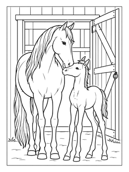 Free printable Tennessee Walking Mare And Foal coloring page