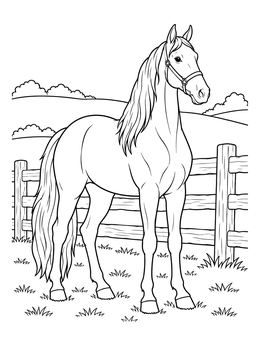 Free printable Tennessee Walking Horse By The Fence coloring page