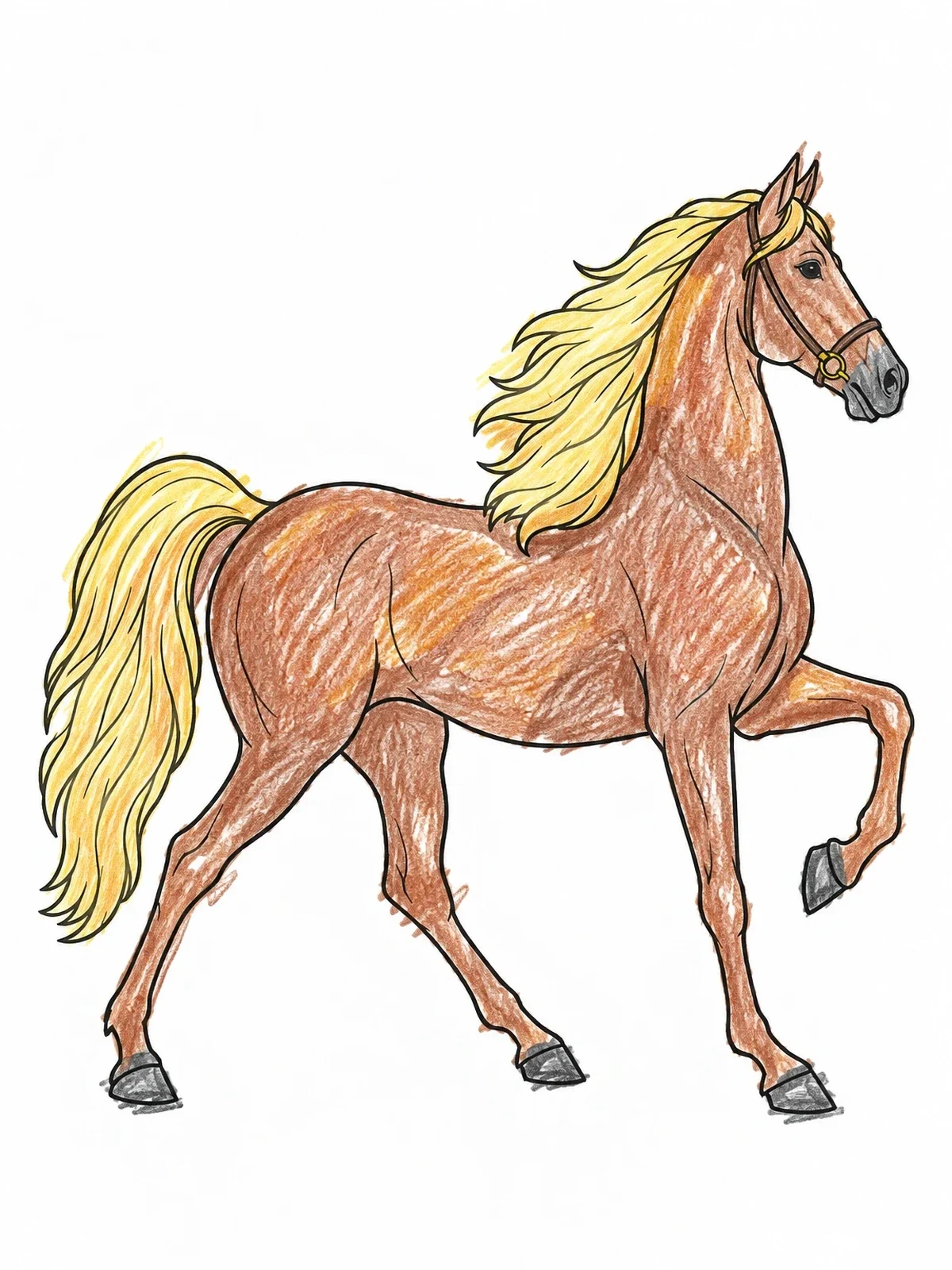 Colored example of the Graceful Tennessee Walking Horse Trotting coloring page