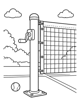 Free printable Tennis Net Post And Ball coloring page