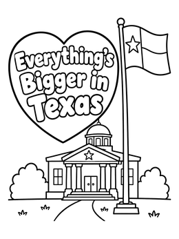 Free printable Texas Courthouse And State Flag coloring page