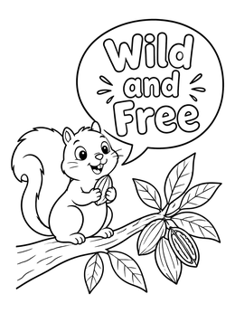 Free printable Cute Squirrel On Pecan Branch coloring page