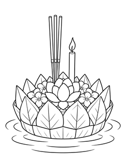 A decorative floating basket in this thailand coloring page.