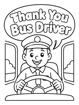 Free printable Smiling Bus Driver With Speech Bubble coloring page