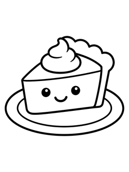 Free printable Cute Smiling Pumpkin Pie Slice coloring page