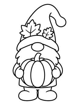 Free printable Cute Gnome Holding A Pumpkin coloring page