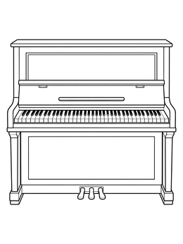 An upright piano ready to play in this thanksgiving music coloring page.