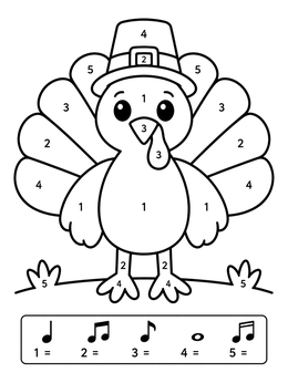 Free printable Color By Music Turkey coloring page
