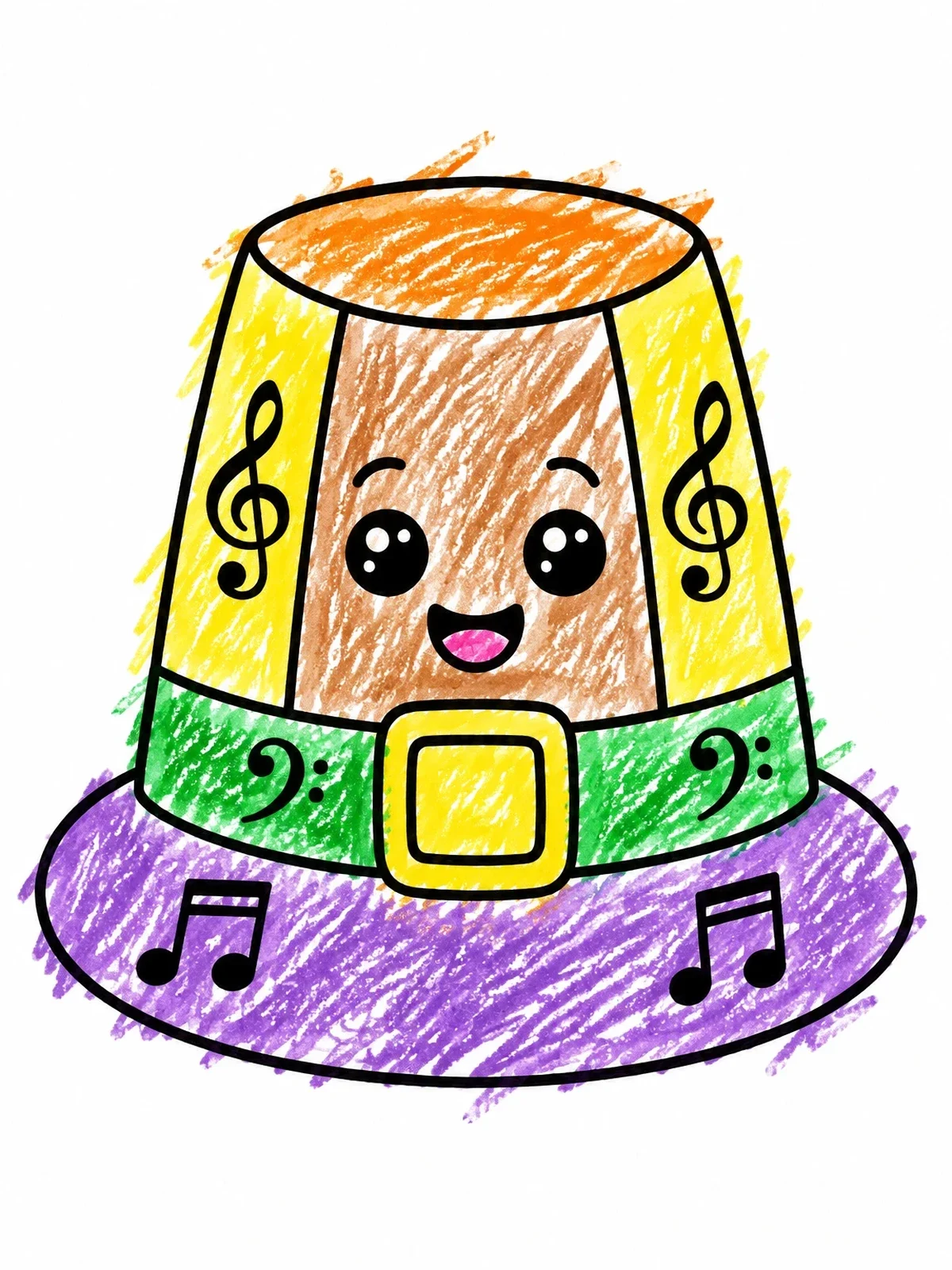 Colored example of the Cute Musical Pilgrim Hat coloring page