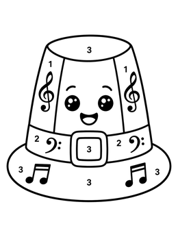 Free printable Cute Musical Pilgrim Hat coloring page