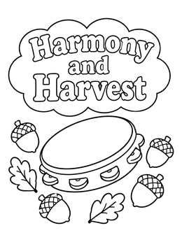 Free printable Harvest Tambourine With Acorns coloring page