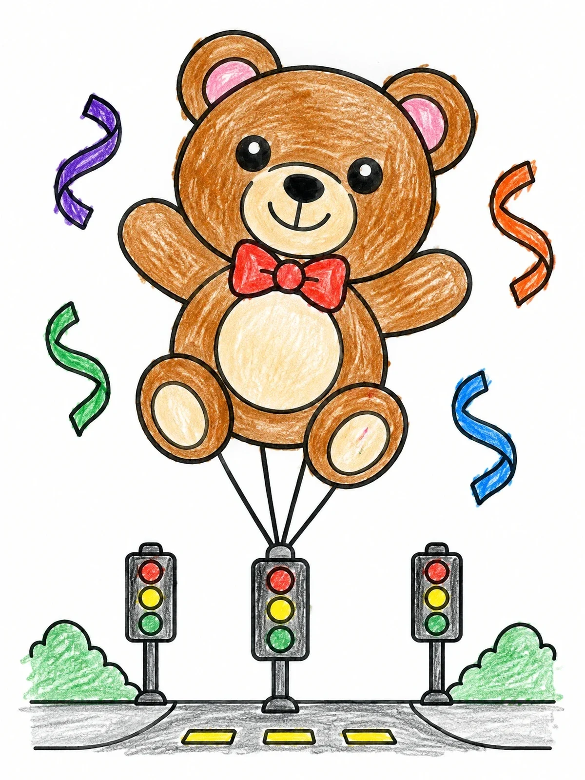 Colored example of the Giant Teddy Bear Parade Balloon coloring page