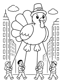Free printable Giant Turkey Parade Balloon coloring page