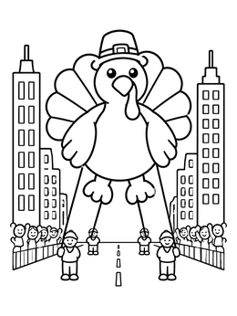 Free printable Giant Turkey Balloon Parade coloring page