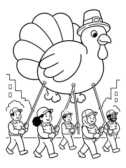 Free printable Giant Turkey Parade Balloon coloring page