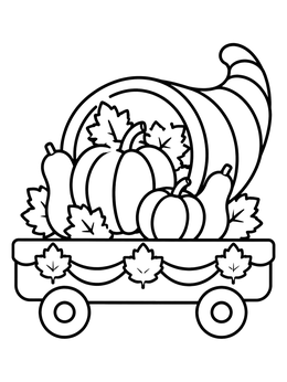 Free printable Harvest Cornucopia Parade Float coloring page