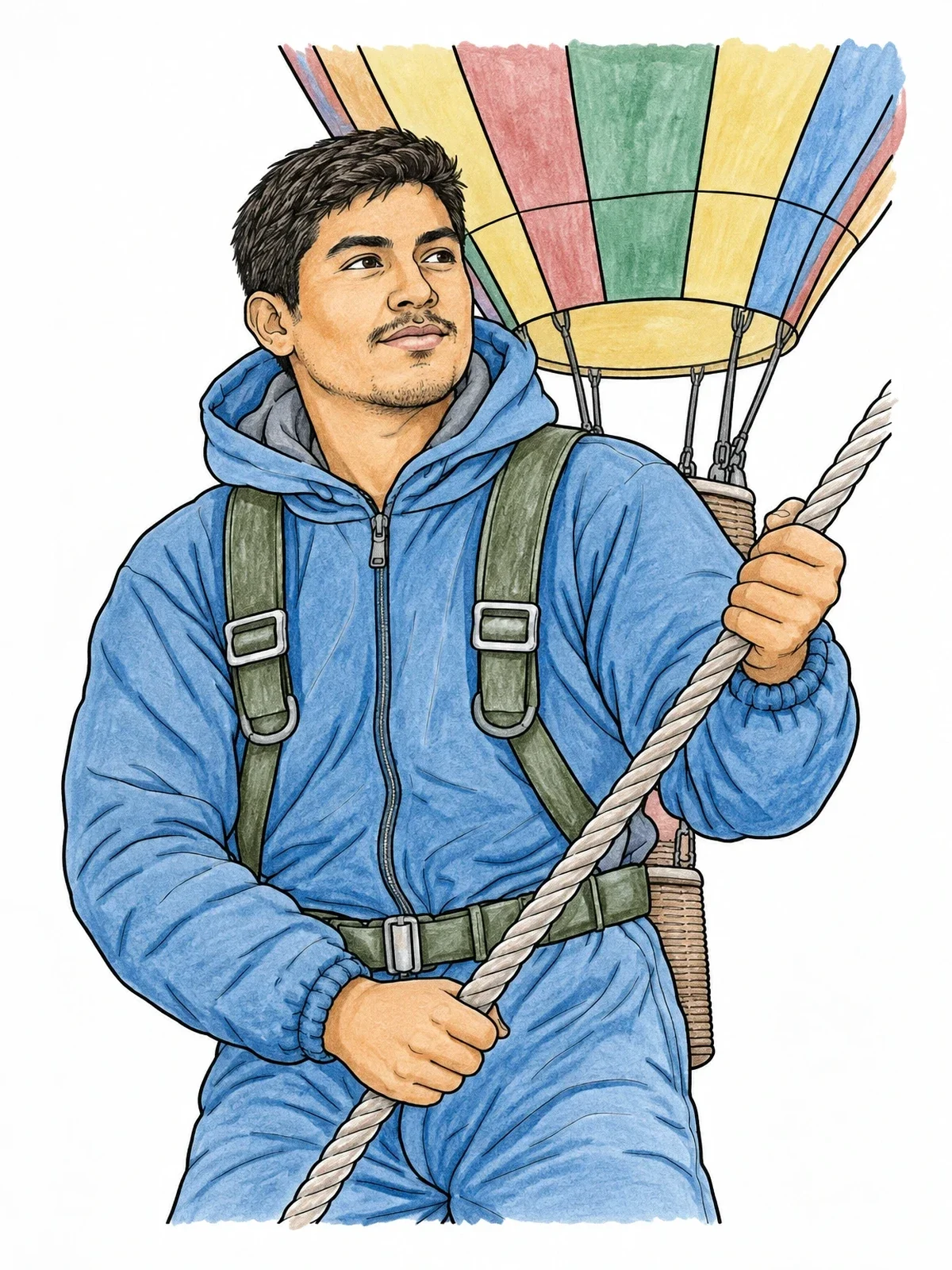 Colored example of the Parade Balloon Handler Holding Tether coloring page
