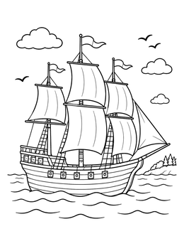 Free printable Historic Mayflower Sailing On The Ocean coloring page
