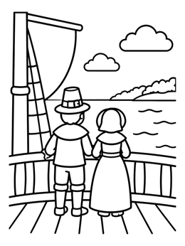 Free printable Pilgrims Arriving At Coast coloring page