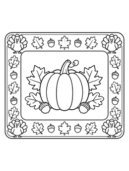 Free printable Thanksgiving Pumpkin And Turkey Placemat coloring page