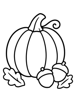 Free printable Pumpkin With Acorns And Oak Leaves coloring page
