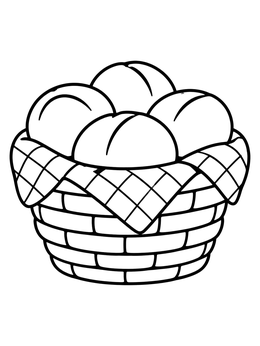 Free printable Basket Of Fresh Dinner Rolls coloring page