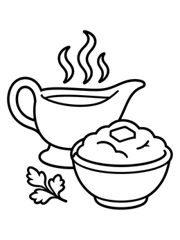 Free printable Gravy Boat And Mashed Potatoes coloring page