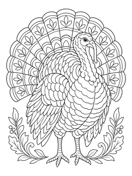 Free printable Intricate Tom Turkey Portrait coloring page