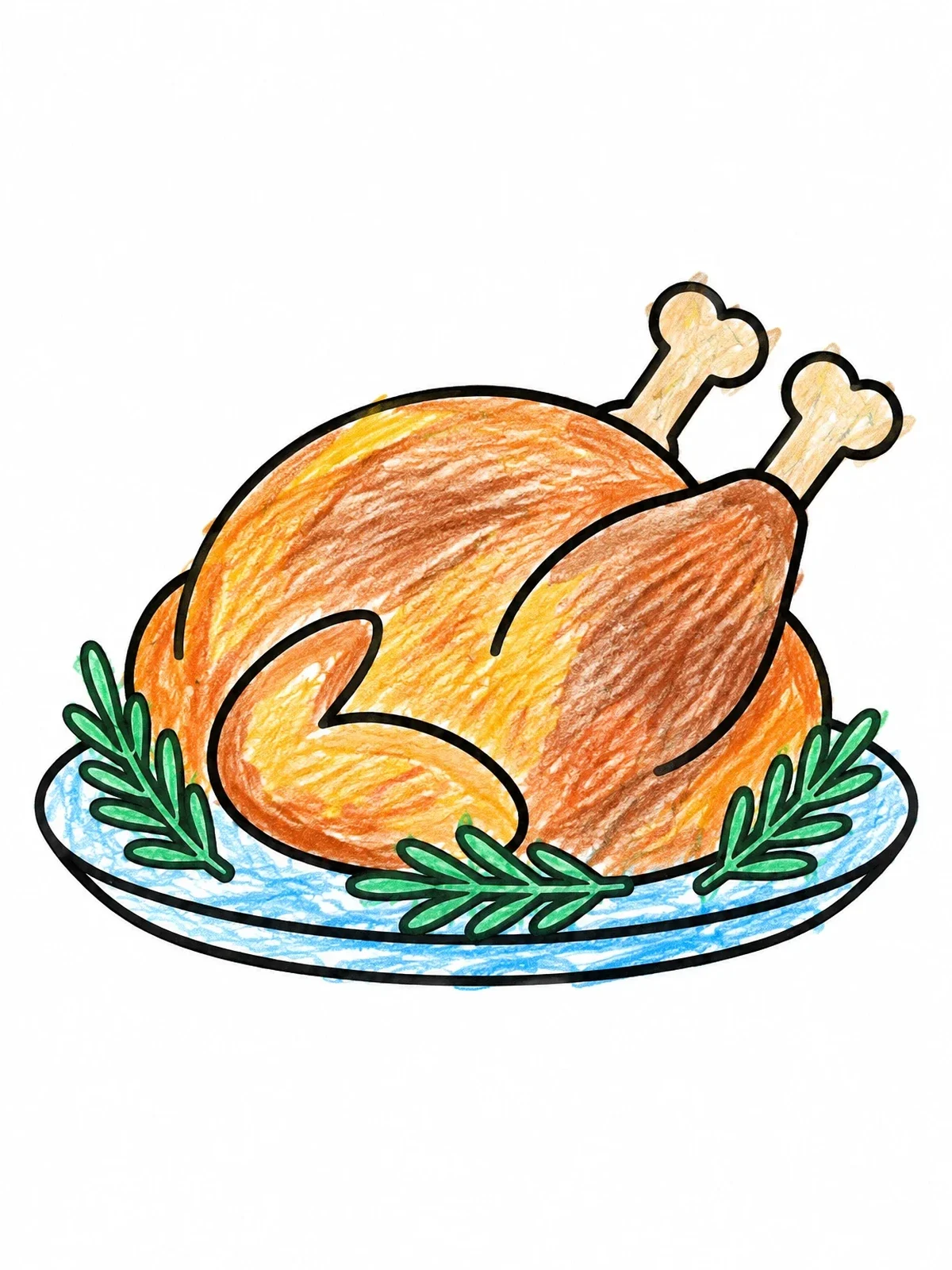 Colored example of the Roast Turkey On A Platter coloring page
