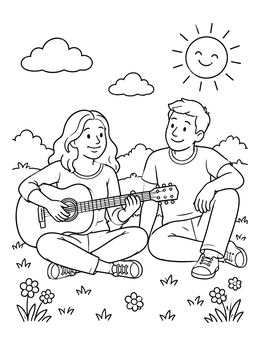 Free printable Acoustic Music In The Meadow coloring page