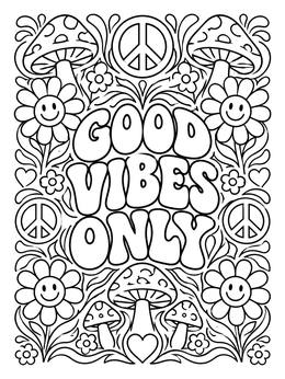 Free printable Groovy Good Vibes Only Poster coloring page