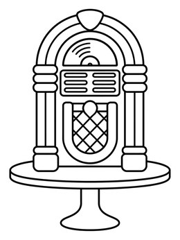 Free printable Retro Diner Tabletop Jukebox coloring page