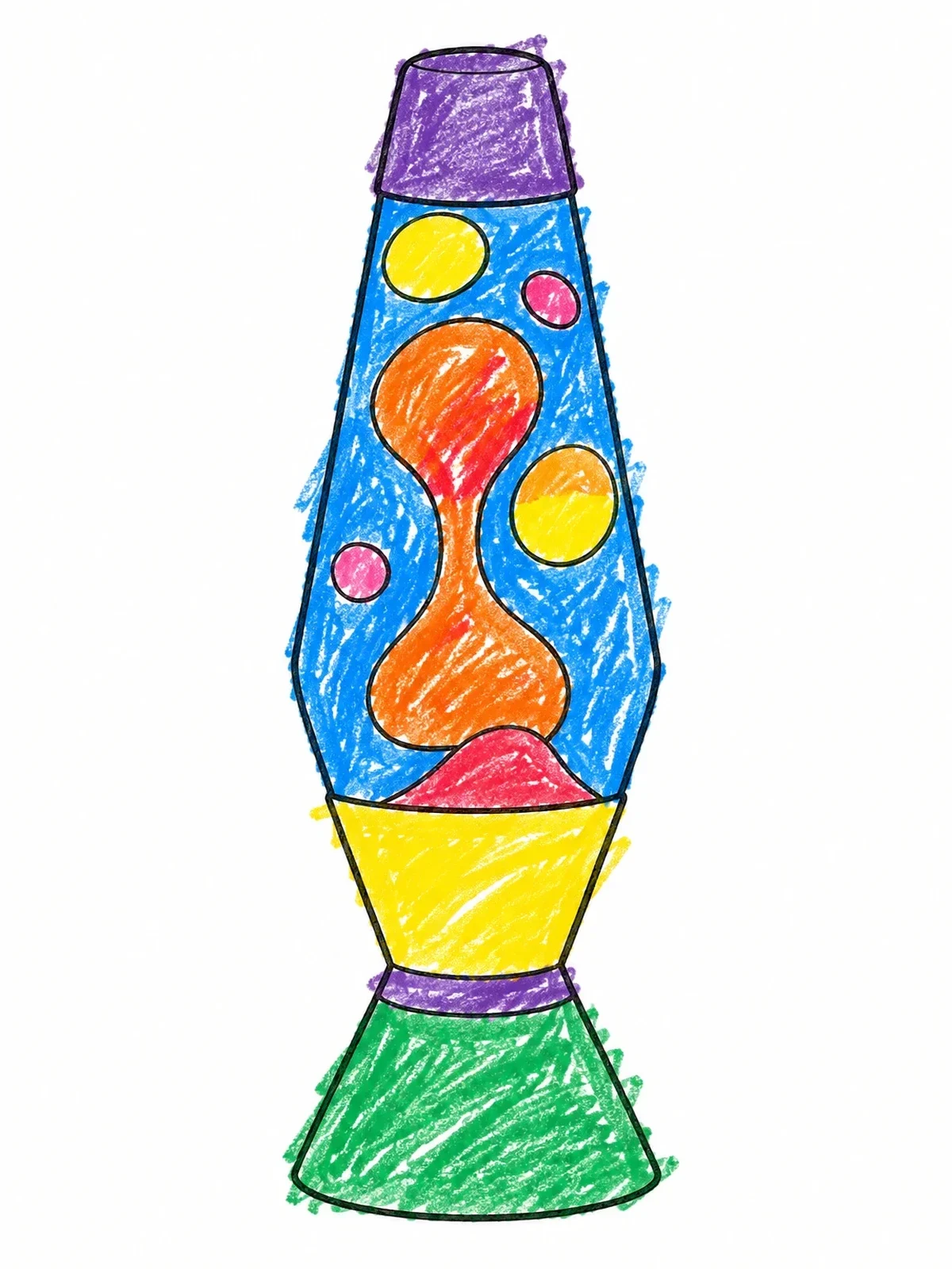 Colored example of the Retro Groovy Lava Lamp coloring page