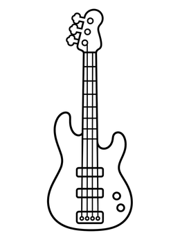 Free printable Retro Electric Bass Guitar Outline coloring page