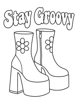 Free printable Retro Platform Boots Stay Groovy coloring page