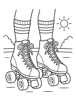 Free printable Retro Quad Roller Skates And Socks coloring page