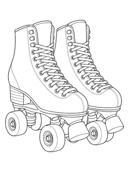 Pair of retro roller skates featured in the 70s coloring page.