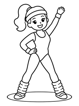 Free printable Cheerful Eighties Aerobics Girl coloring page