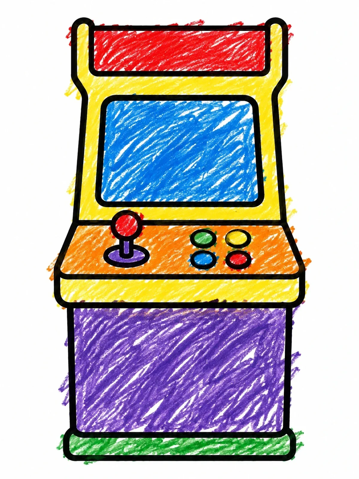 Colored example of the Classic Retro Arcade Machine coloring page