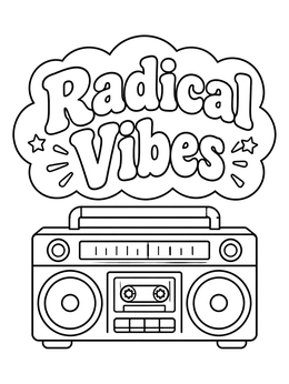 Free printable Radical Vibes Eighties Boombox coloring page