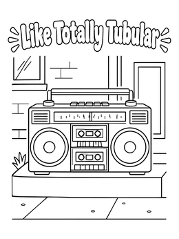 Free printable Retro Boombox On City Steps coloring page
