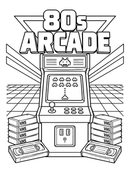 Free printable Retro Eighties Arcade Cabinet coloring page