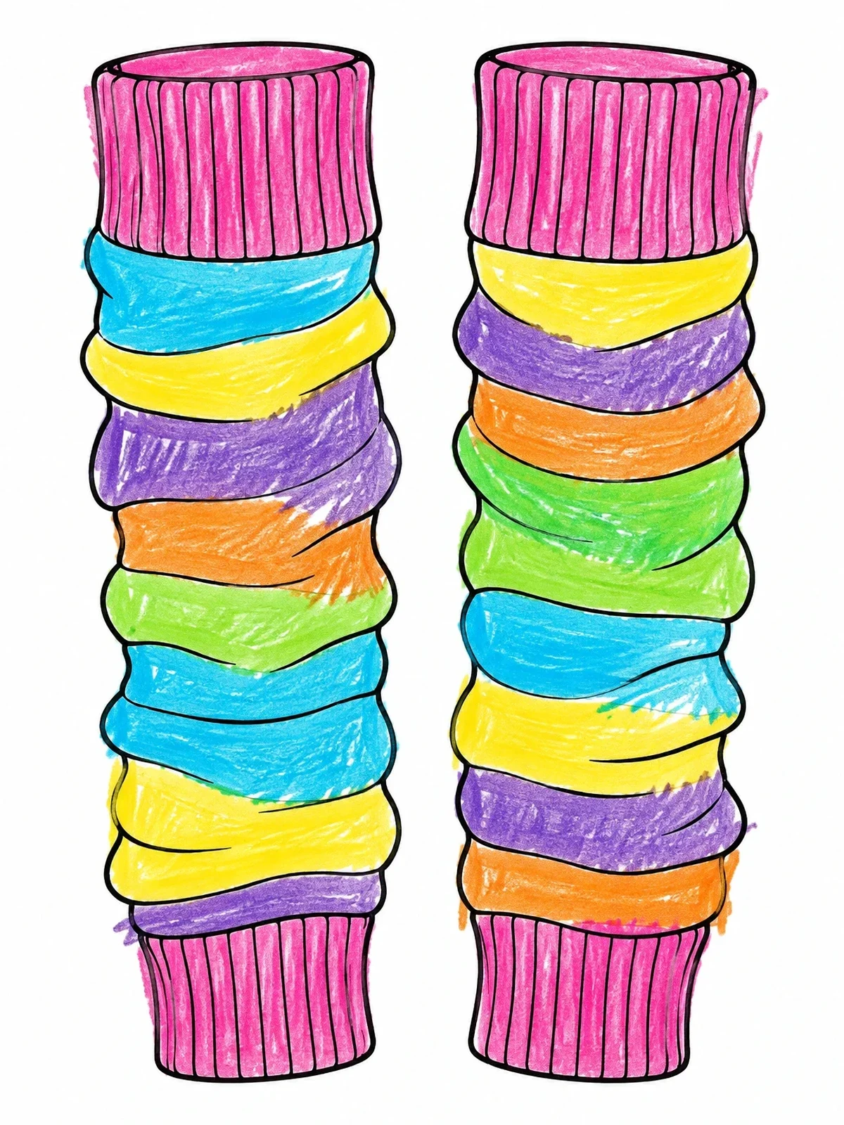 Colored example of the Retro Eighties Knitted Leg Warmers coloring page