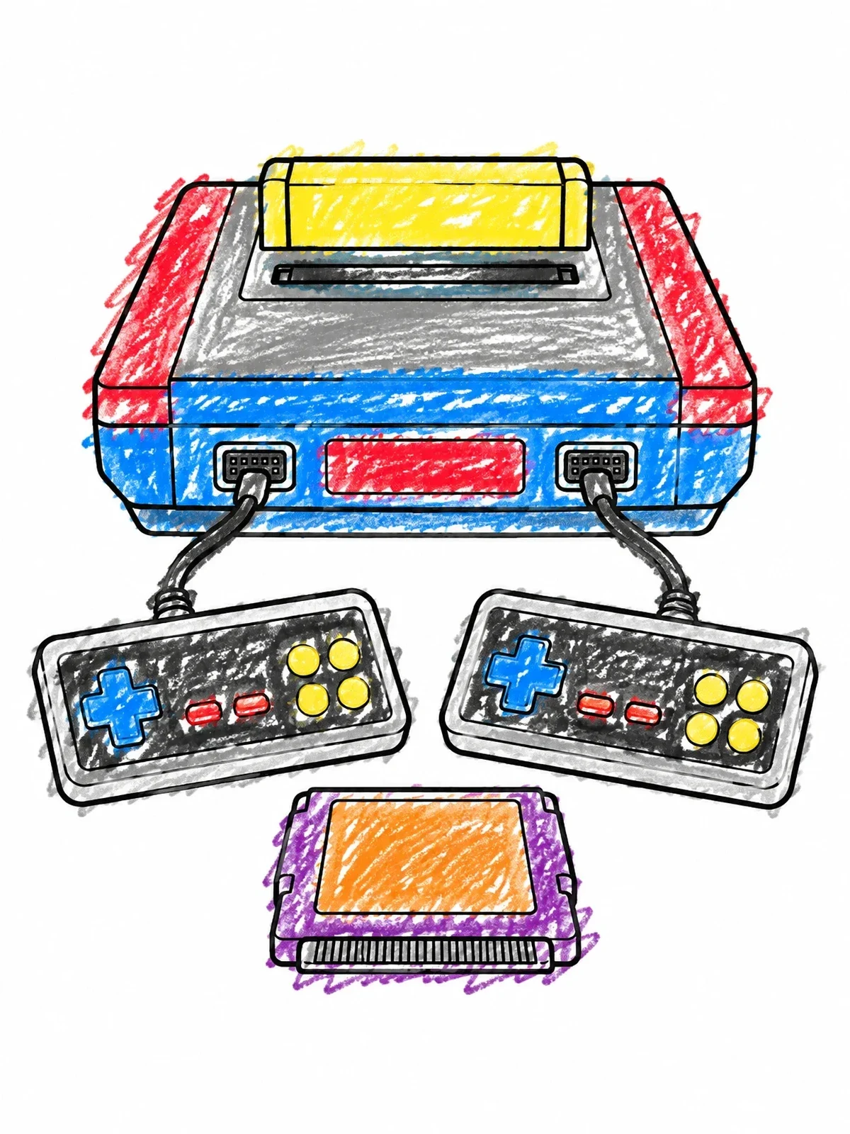 Colored example of the Retro Video Game Console System coloring page
