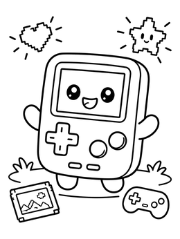 Free printable Cute Retro Handheld Video Game Console coloring page