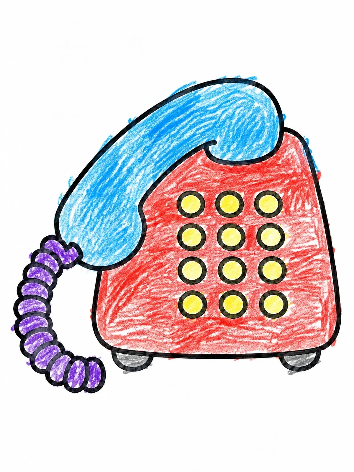 Colored example of the Retro Corded Landline Telephone coloring page