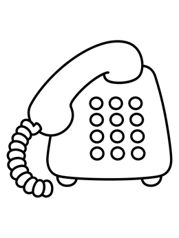 A simple retro landline telephone on the 90s coloring page with bold outlines.