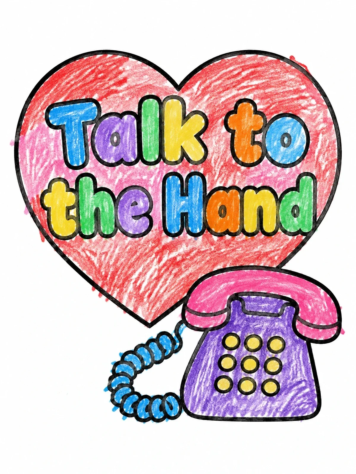Colored example of the Retro Corded Phone And Heart coloring page