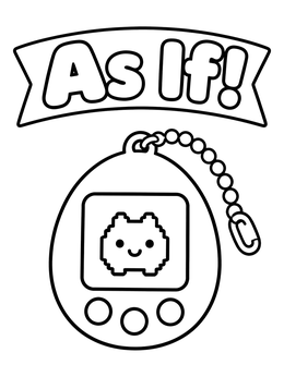 Free printable Retro Digital Pet Keychain coloring page