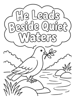 Free printable Dove Beside Quiet Waters coloring page